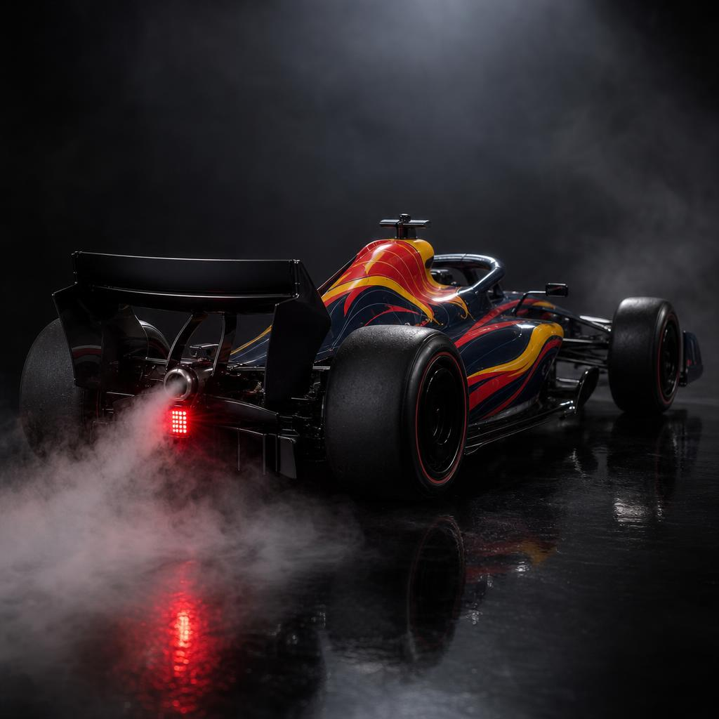 Raveluno TurboScent™ formula racing car aroma diffuser with exhaust mist and LED lights