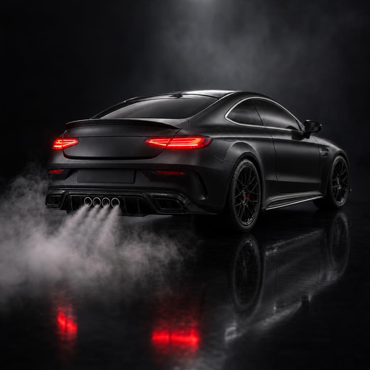 Shadow Coupé · Raveluno TurboScent™ matte black luxury coupé aroma diffuser with exhaust mist and LED lights