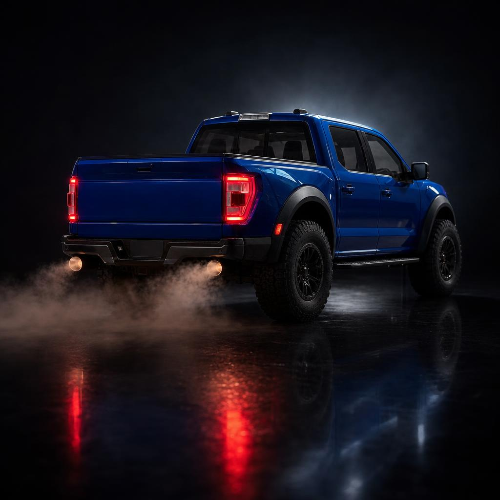 Raveluno TurboScent™ blue off-road pickup aroma diffuser with exhaust mist and LED lights