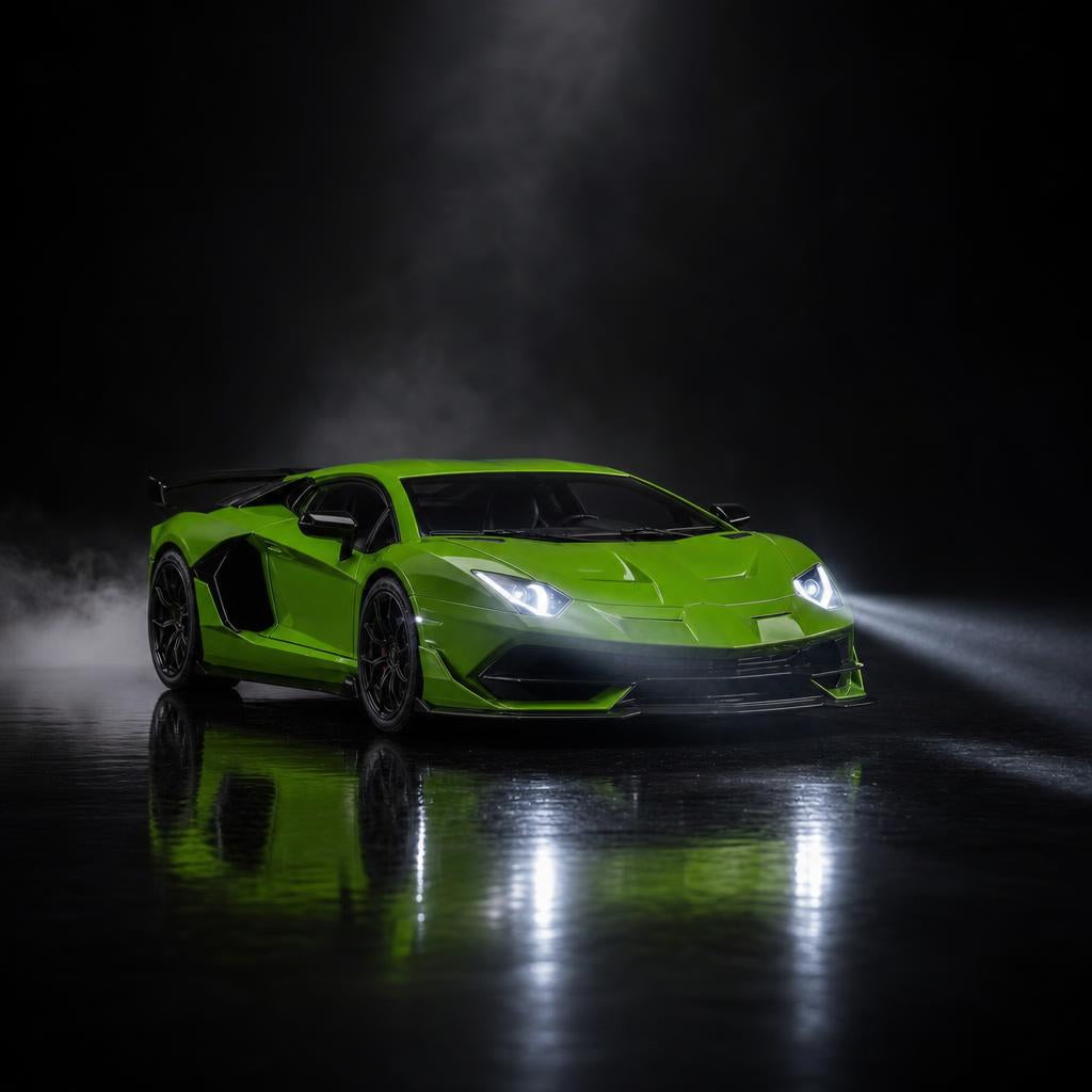 LED headlights glowing in the dark
