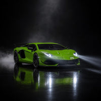 LED headlights glowing in the dark