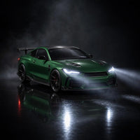 LED headlights glowing in the dark