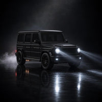 LED headlights glowing in the dark