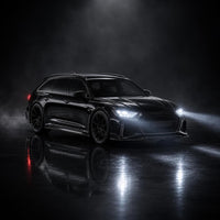 LED headlights glowing in the dark