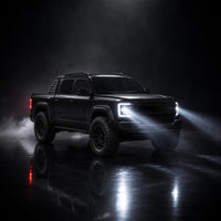 LED headlights glowing in the dark