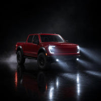 LED headlights glowing in the dark