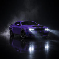 LED headlights glowing in the dark